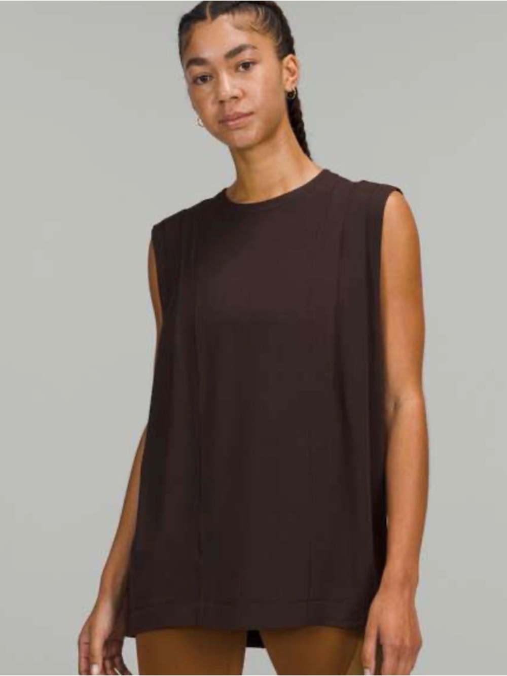 Lululemon Model Pleated Shoulder Brown Sz 10